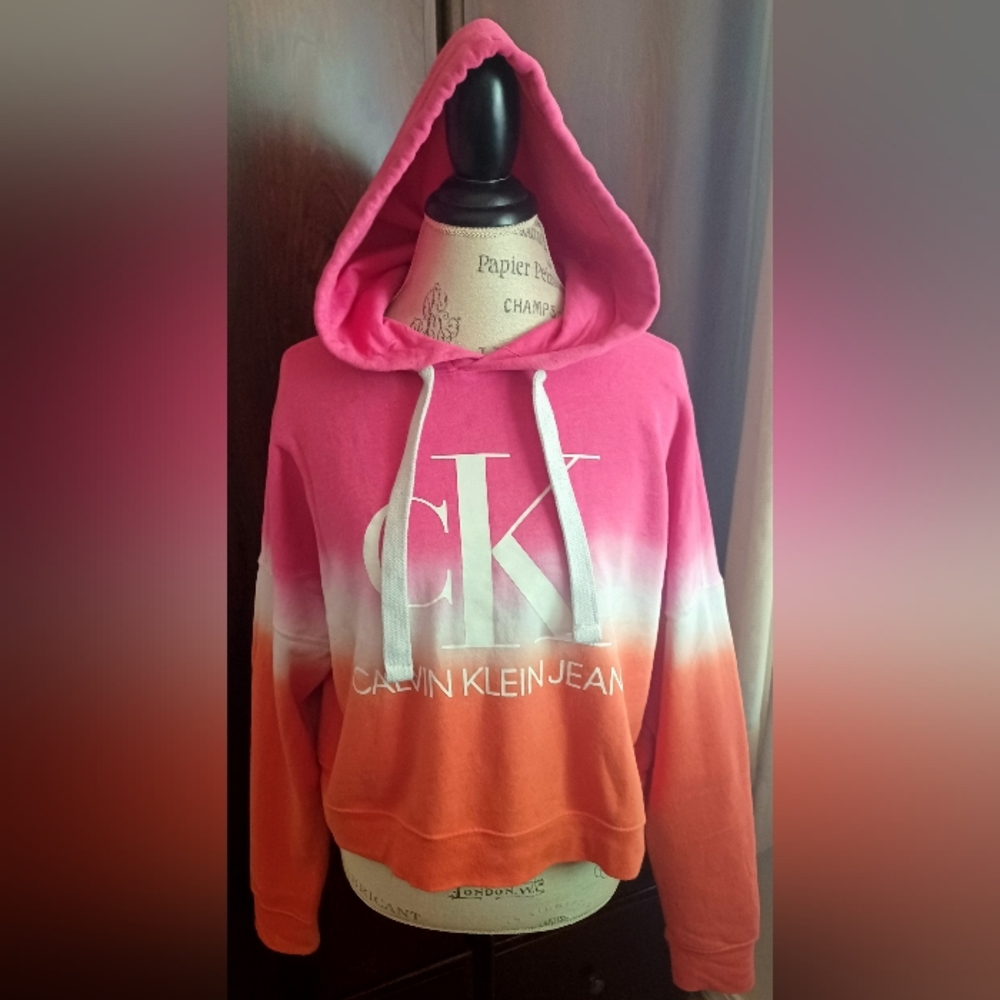 Calvin Klein Gradient Pink, Orange and White hoodie